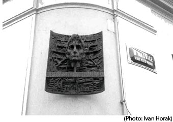 photo of bust of Kafka in Prague